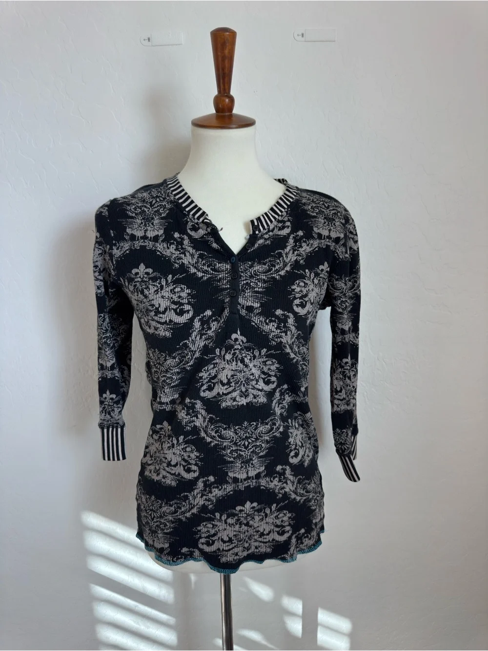 Truth Soul Armor Paisley Waffle Knit Henley